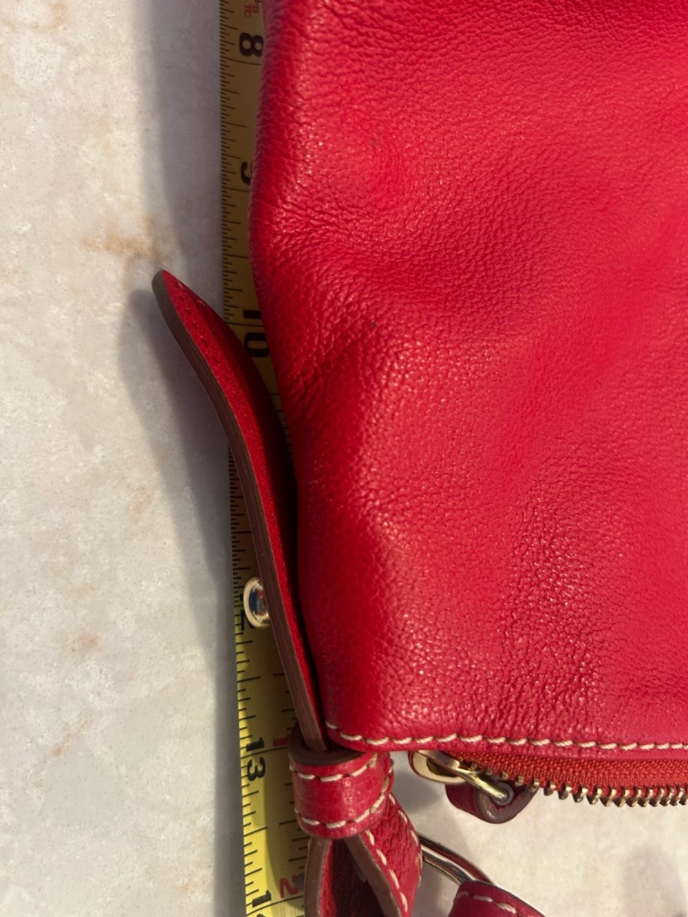 Dooney & Bourke Red Leather Shoulder Hobo with Gold Hardware With Dust Bag EUC - Picture 8 of 11